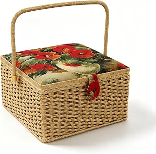 BRICZUNA Extra Large Sewing Basket with Tray Portable Storage