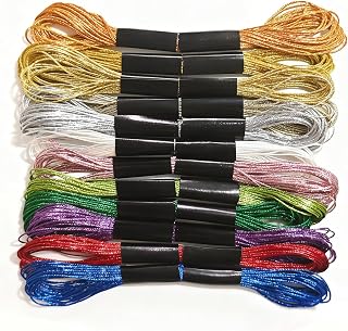 12 Skeins Metallic Embroidery Floss Multi-Purpose Cross Stitch Thread