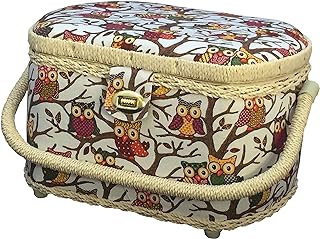 Michley Large Premium Owl-patterned Sewing Basket with 41-PC Sewing Kit