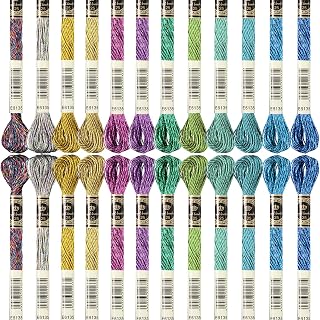 WILLBOND 24 Pcs Metallic Embroidery Floss Cotton Stitch Embroidery Thread