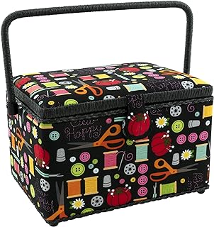 Dritz Large Sewing Basket, Black Sewing Notions