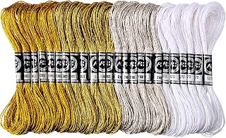 WILLBOND 24 Skeins Metallic Embroidery Floss Glitter