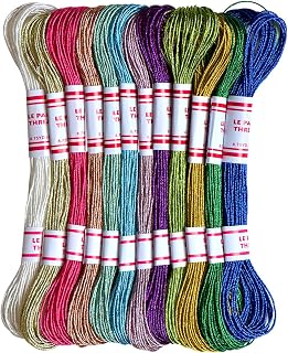 12 Skeins Metallic Embroidery Floss Assorted