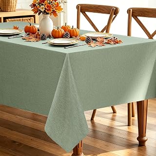 Decorelia Sage Green Linen Textured Table Cloth 52 x 70 Inch