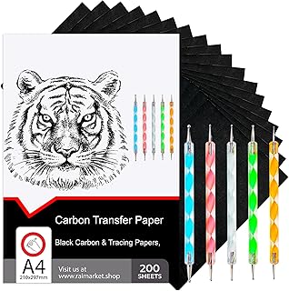 200 Sheets Black Carbon Paper for Tracing On Fabric