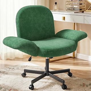HUANUO Criss Cross Office Chair with Adjustable Armrests, Deep Green