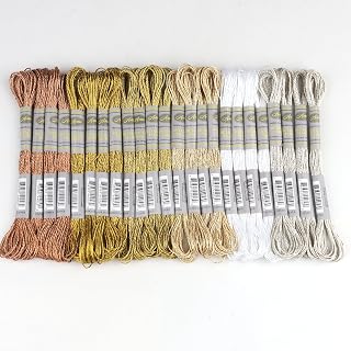AMOHilos 24 Skeins Set Metallic Embroidery Floss