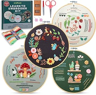 Craftwiz Embroidery Kit for Beginners, 4 Patterns