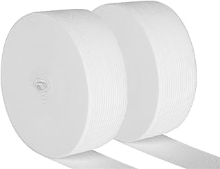 Elastic Band for Sewing, 2 Pack 1.5 Inch Elastic for Sewing Elastic Straps Wig Band Edge Band Knit Spool Sewing Band for Waistbands Pants Clothes & Lace Front Wigs((20 Yard White)