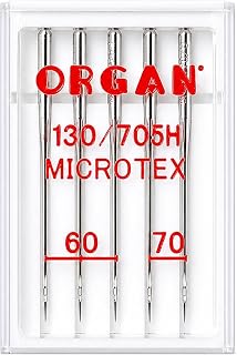 Organ Microtex Needles 5-Pack, 60/8 & 70/10, Ultra Sharp for Silk