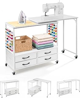 Sewing Table with Storage 46.5 Inch Folding Table