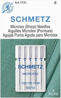 SCHMETZ Microtex Sharp Sewing Machine Needles - Quilting & Topstitching Supplies, Size 90/14, 5-Needle Card, Pack of 1