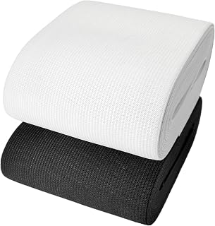 Wide Elastic Band for Sewing, 3" x 6yds, Black & White Stretch Knit Fabric