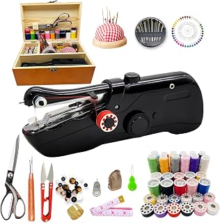 Handheld Sewing Machine with Wooden Storage Box
