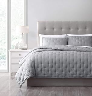 Chezmoi Collection Milo 3-Piece Soft Cooling Coverlet Set, Light Gray