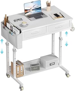 WINAZ Small Rolling Standing Desk with Drawers