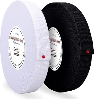 XKDOUS Elastic Band for Sewing, 0.75 Inch 16 Yards,2 Roll,Black and White