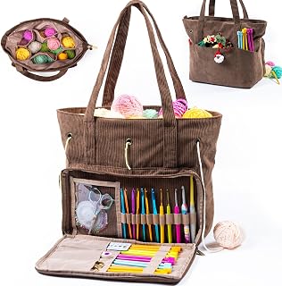MYBAGZING Large Yarn Bag with Hook Case – Integrated Storage for Hooks