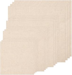16 PCS Beige Linen Needlework Embroidery Fabric Cloth
