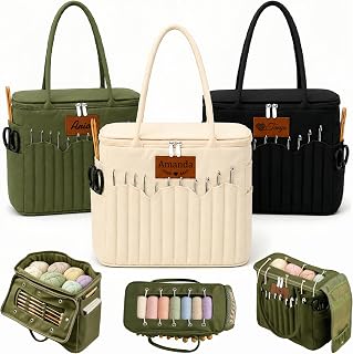 Personalized Knitting Bag with Leather Patch – Spacious Customizable Tote