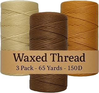 Waxed Thread 3X Wax Thread 65 Yardx0.8mm Wax String Cream Tan Brown