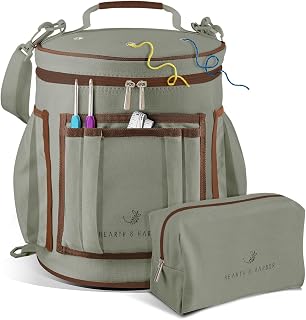 Hearth & Harbor Crochet Bag Organizer – Durable Canvas Yarn Organizer