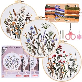 COCOMOX 3 Sets Floral Embroidery Kit