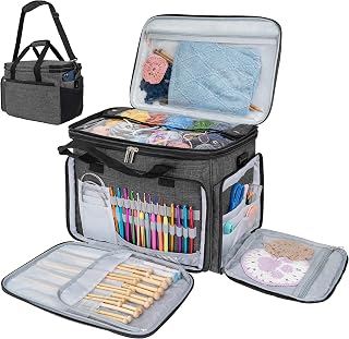 PAVILIA Knitting Yarn Storage Bag – Sleek Dark Grey Tote