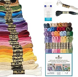 DMC Popular Pack 36 Colors Bundle with DMC White/Black and Needles