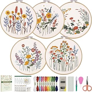 CYANFOUR 5 Pack Beginner Embroidery Kit